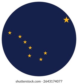 Alaska flag in circle shape. Flag of Alaska state in circle shape