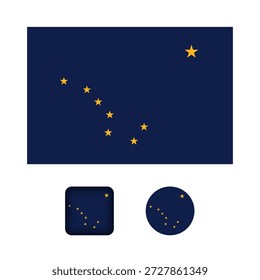 Coleção de ícones planos da bandeira do Alasca