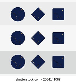 Alaska flag icons set, vector flag of Alaska. Three versions of icon.