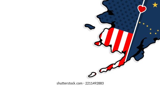 Alaska flag and map background with copy space area for text. Suitable to use on Alaska Day Event