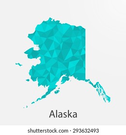 Alaska flag map in geometric,mosaic polygonal style.Abstract tessellation,background. Low poly vector illustration EPS10