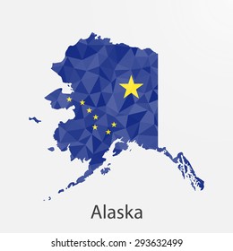 Alaska flag map in geometric,mosaic polygonal style.Abstract tessellation,background. Low poly vector illustration EPS10