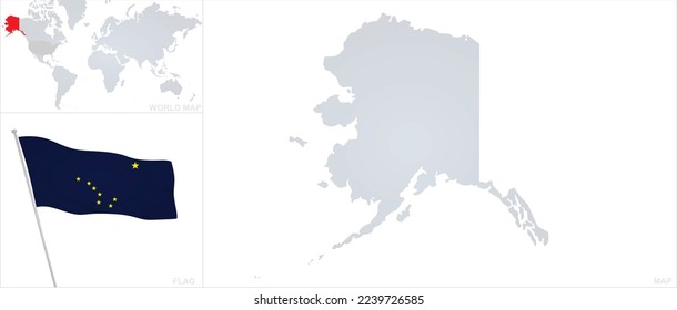 Alaska flag and map. vector illustration