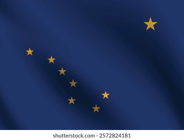 Alaska flag official colors and proportion digital vector illustration. Pleated flag.