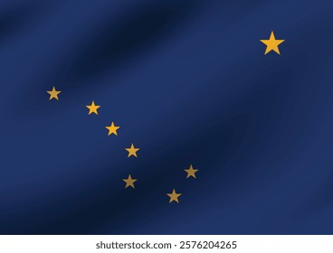 Alaska flag official colors and proportion digital vector illustration. Pleated flag.