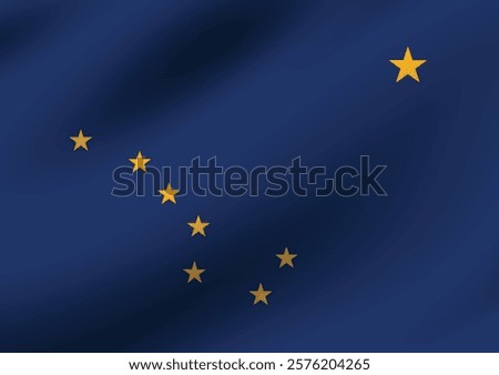 Alaska flag official colors and proportion digital vector illustration. Pleated flag.