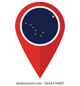 Bandera de Alaska en pin. Bandera del estado de Alaska en rojo.