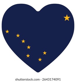 Bandeira do Alasca. Bandeira do estado do Alasca em forma de coração