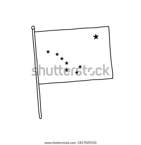 Alaska Flag Vector Outline Illustration Vector Stock Vector (Royalty