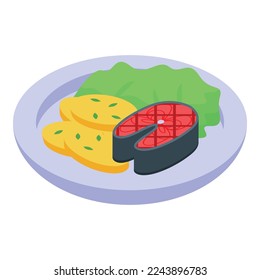 Alaska food icon isometric vector. Arctic nature. North fish