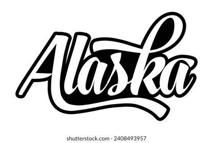 Alaska hand lettering design calligraphy vector, Alaska text vector trendy typography design