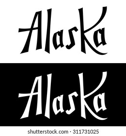 Alaska, hand lettering text. Vector illustration