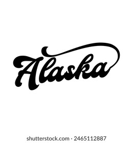 Alaska hand made script font. Vector Alaska text typography design for tshirt hoodie baseball cap jacket and other uses vector	