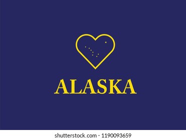 Alaska heart shape love symbol national flag country emblem