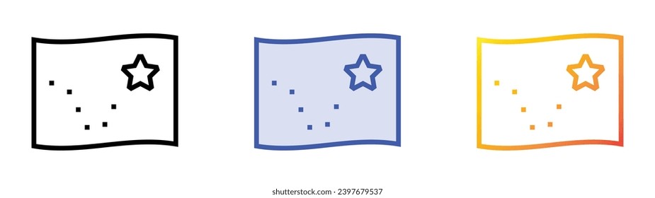 Alaska-Symbol. Lineare, blaue Füllung und Farbstil-Design einzeln auf weißem Hintergrund