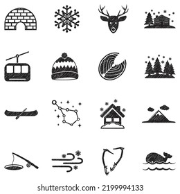 Alaska Icons. Black Scribble Design. Vector Illustration.