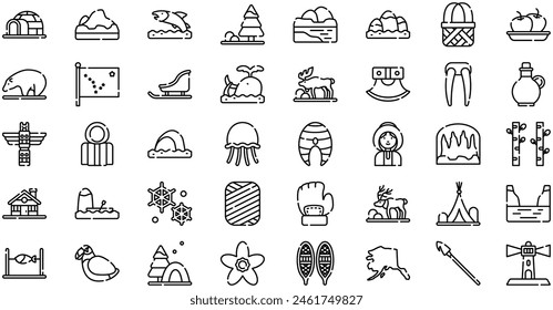 Alaska Icons collection is a vector illustration with editable stroke.