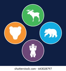 Alaska icons set. set of 4 alaska filled icons such as moose