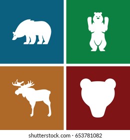 Alaska icons set. set of 4 alaska filled icons such as moose
