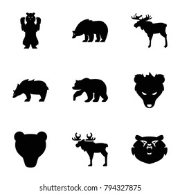 Alaska icons. set of 9 editable filled alaska icons such as moose