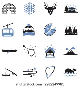 Alaska Icons. Two Tone Flat Design. Vector Illustration.