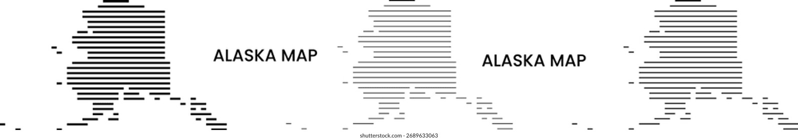 Mapa de Vector de forma de línea Horizontal de infografía de Alaska. 