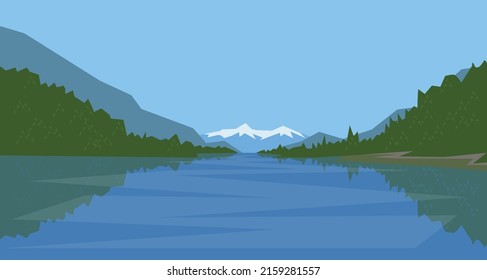 Alaska landscape vector illustration nature