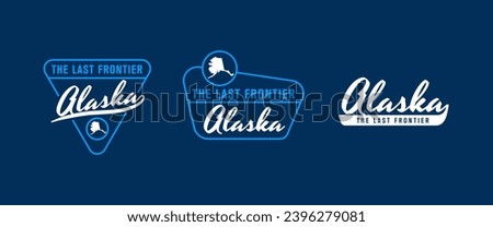 Alaska - The Last Frontier. Alaska state logo, label, poster. Vintage poster. Print for T-shirt, typography. Vector illustration