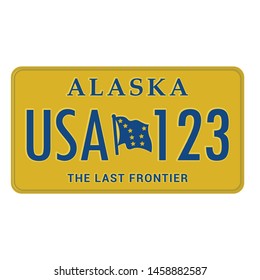 Alaska license plate. Vector sign
