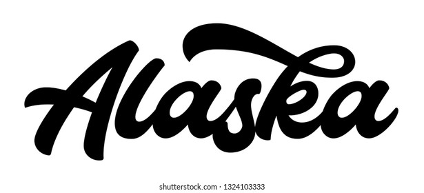 Alaska logo. Hand Lettering. Vector illustration. Modern Calligraphy On White Background.