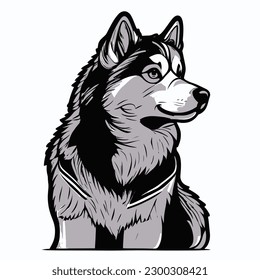 A Alaska Malamute Dog Cute ,Vector, T-Shirt,Animals