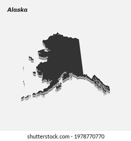 Alaska map 3d silhouette. Vector illustration.