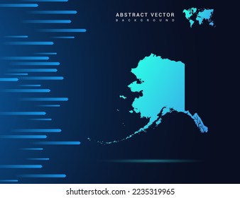 Alaska map with abstract blue background technology.