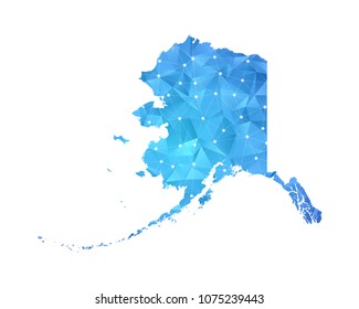 Alaska Map - Abstract geometric rumpled triangular low poly style gradient graphic on white background , line dots polygonal design for your . Vector illustration eps 10.
