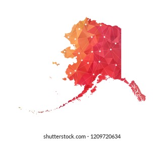 Alaska Map - Abstract geometric rumpled triangular low poly style gradient graphic on white background , line dots polygonal design for your . Vector illustration eps 10.