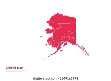 Alaska Map - abstract style red isolated on white background for infographic, design vector.