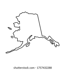 Alaska. Map black outline state USA. Vector Illustration.