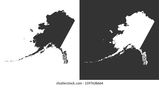 Alaska Map With Black and White Color Vector