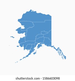 Alaska map blue color. USA state Alaska map icon. Alaska vector modern map. Vector illustration EPS10