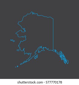 Alaska map blue outline stroke line style