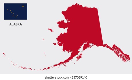 alaska map with flag