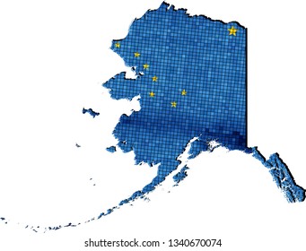 Alaska map with flag inside - Illustration