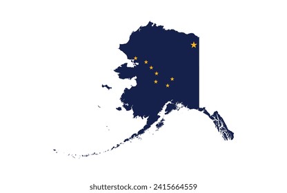 Alaska Map Flag. Map of Alaska, USA with the state flag of Alaska. 