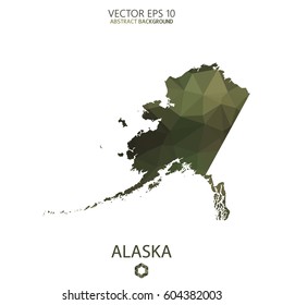 Alaska map in geometric polygonal military style.Abstract tessellation,modern design background. Vector illustration eps 10.