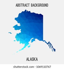 Alaska map in geometric polygonal,mosaic style.Abstract tessellation,modern design background,low poly. Geometric cover, mockup. Vector illustration.