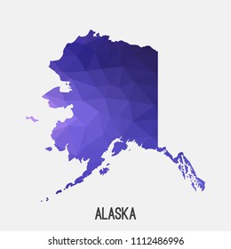 Alaska map in geometric polygonal,mosaic style.Abstract tessellation,modern design background,low poly. Geometric cover, mockup. Vector illustration.