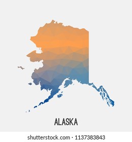Alaska map in geometric polygonal,mosaic style.Abstract tessellation,modern design background,low poly. Geometric cover, mockup. Vector illustration.