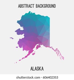 Alaska map in geometric polygonal,mosaic style.Abstract tessellation,modern design background,low poly. Vector illustration.