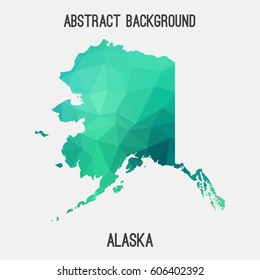 Alaska map in geometric polygonal,mosaic style.Abstract tessellation,modern design background,low poly. Vector illustration.