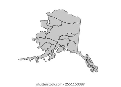 Alaska map Gray Modern Vector Map.